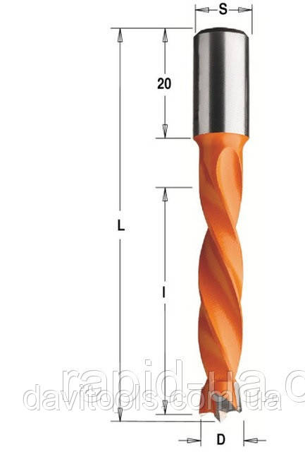 Свердло D5 d10 L70 h43 CMT для свердлильно присадних верстатів (309.050.11), фото 1