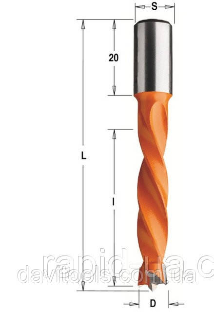 Свердло D6 d10 L70 h43 CMT для свердлильно присадних верстатів (309.060.12), фото 1