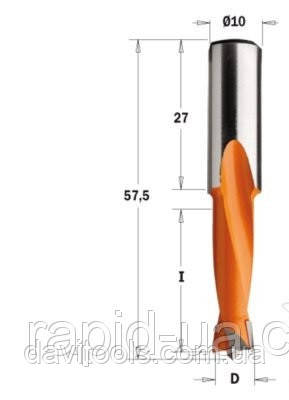 Свердло D5 d10 L57.5 h27 CMT для свердлильно присадних верстатів (310.050.11), фото 1