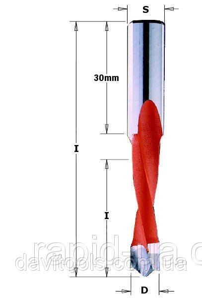 Свердло D8 d10 L70 h35 CMT Xtreme для свердлильно присадних верстатів (311.080.41), фото 1