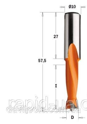Свердло D6 d10 L57.5 h27 CMT для свердлильно присадних верстатів (310.060.11), фото 1