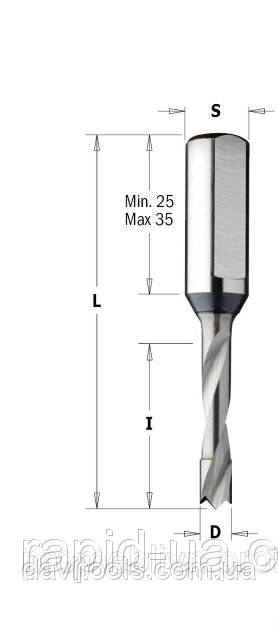 Свердло D2 d10 L57.5 h12 CMT Xtreme для свердлильно присадних верстатів (310.020.21), фото 1