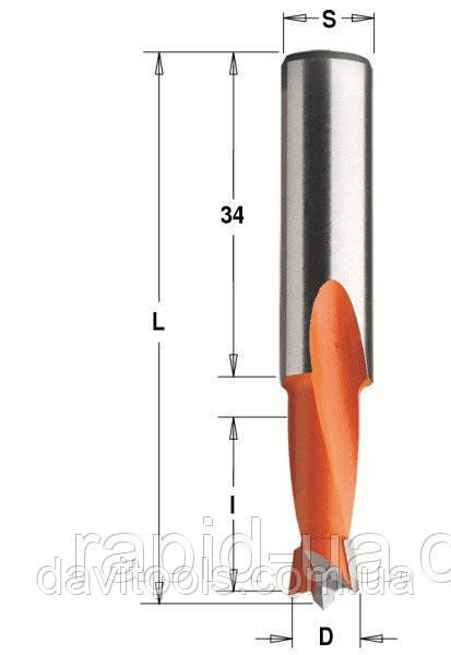 Свердло D8 d10 L57.5 h18 CMT для свердлильно присадних верстатів (361.080.12), фото 1
