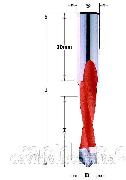Свердло D6 d10 L70 h35 CMT Xtreme для свердлильно присадних верстатів(311.060.41), фото 1