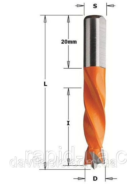 Свердло D5.55 d8 L55.5 h30 CMT для свердлильно присадних верстатів (306.055.11), фото 1