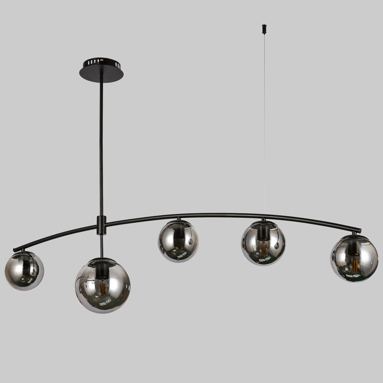 Чорна сучасна люстра на 5 графітових плафони (52-9827-5 BK+BK)