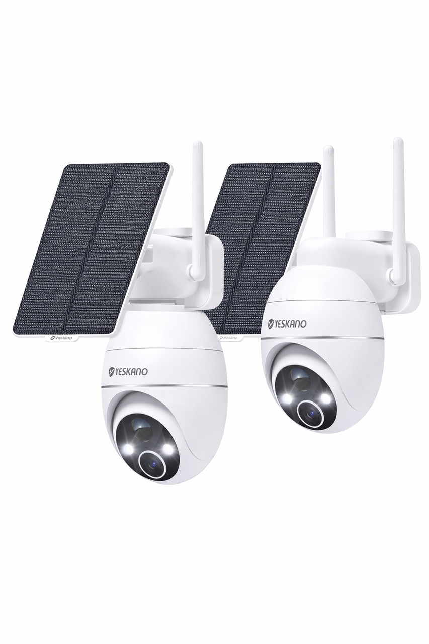 Камери відеоспостереження Wi-Fi YESKANO 2K 3MP сонячна PTZ 360° біла, набір 2 шт, фото 1