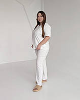 Піжама для вагітних і годуючих мам зі штанами (молочний), фото 3