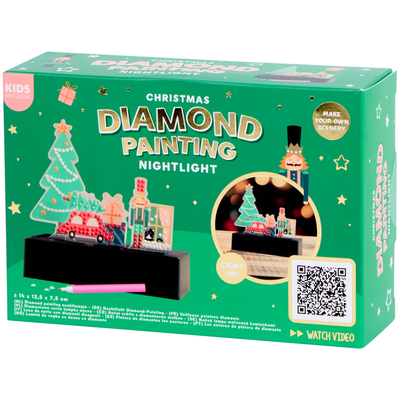 Нічник мозаїка алмазна, Ялинка, Машина, Подарунки, зелений, фото 1