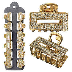 Краби для волосся гуртом 2.5*2 см метал 12 шт/пач. МІКС