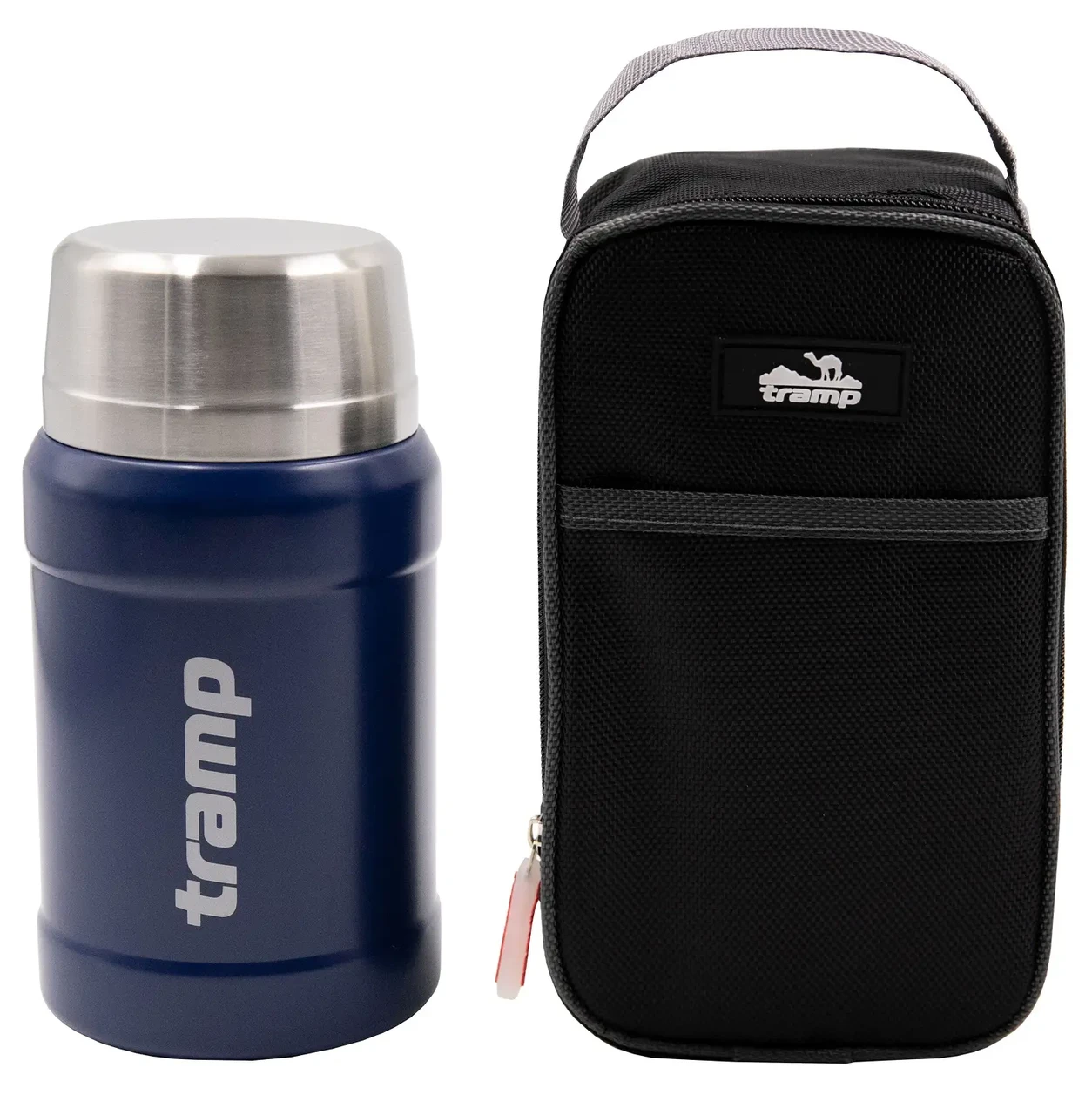 Термос харчовий TRAMP 0,8 л в чохлі темно-синій, (з широким горлом) TRC-132-blue, фото 1
