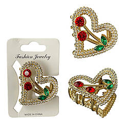 Крабі для волосся гуртом 4*3 см метал 12 шт/пач. СЕРЦЕ