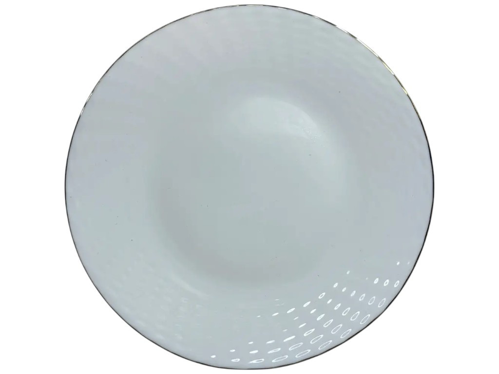 Тарілка обідня, рифлена, склокераміка, 250мм, колір білий із золотом, фото 1