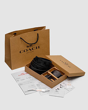 💫 Coach Belt Kit Black Leather/Black Fittings 125 х 3.5 см