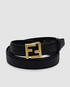 💫 Fendi Black/Gold Leather Belt 100 х 2.5 см