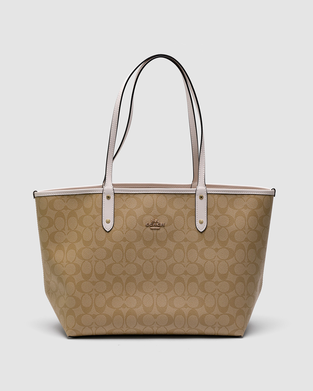 💎 Coach Reversible Signature City Tote Chalk/Light Khaki 45 x 28 x 15 см, фото 1