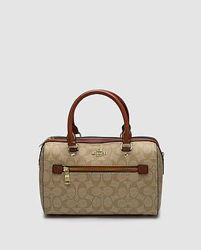 💎 Coach Rowan Satchel In Signature Canvas Beige/Ginger 26 х 17 х 12 см