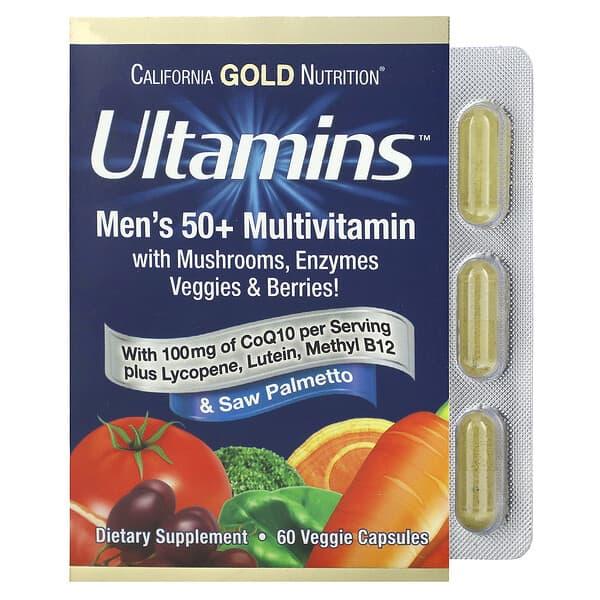 California Gold Nutrition, Ultamins, мультивітаміни для чоловіків старше 50 років, з Q10 і натуральними екстрактами, 60 капсул, фото 1