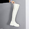 Люксові білі ботфорти на стовщеній тракторній підошві, фото 3