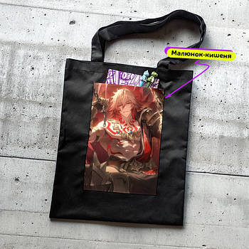 "Мідей (Хонкай Стар Рейл / Honkai: Star Rail)" сумка шопер чорна з аніме малюнком та кишенею