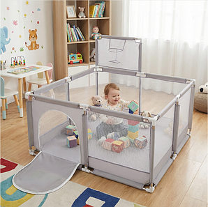 Дитячий манеж 130×130 см з кошиком, сухий басейн Aptel DA536C