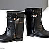 Дизайнерські чорні шкіряні чоботи карго низький хід, фото 3