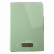 Ваги для кухні Sokany до 5 кг електронні на батарейках Зелені Lugi SK-19027GR