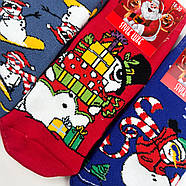 Набір дитячих новорічних махрових шкарпеток 3 пари (сніговики) Style Luxe 18-20, фото 3