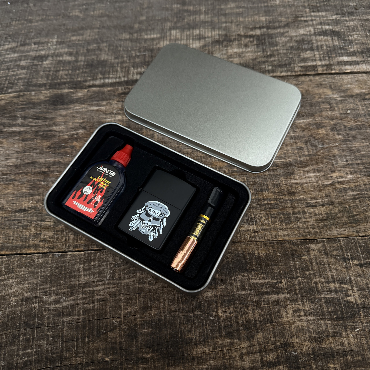 Набір подарунковий із бензиновою запальничкою в металевому кейсі, фото 1