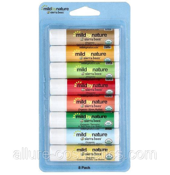 Набір Органічних бальзамів для губ Sierra Bees Organic Lip Balm 8 шт., фото 1