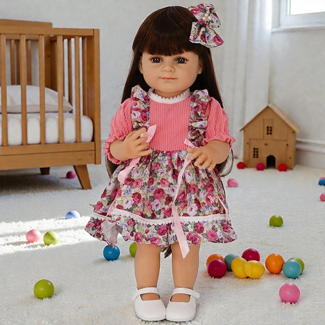 Лялька функціональна велика TK Group (висота 50 см, датчик руху, звуки: сміх, плач, засинає, гумова) QM 25018, фото 1