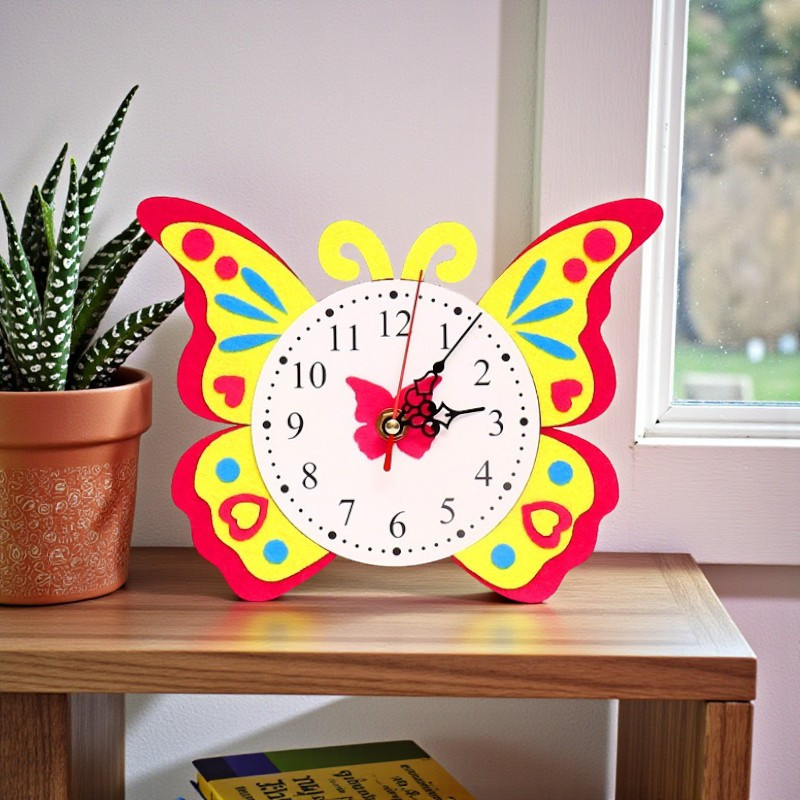 Дитячий настінний годинник Метелик 23*18 см годинник своїми руками аплікація з фетру набір для рукоділля, фото 1