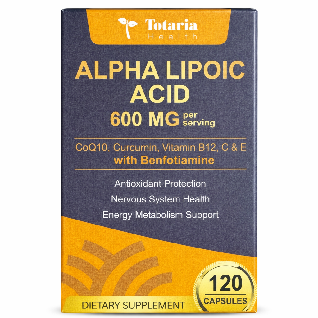 Альфа ліпоєва кислота Totaria Alpha Lipoic Acid 600 mg 120 кап. антиоксидантна добавка для енергії, метаболізму, нервової системи, фото 1