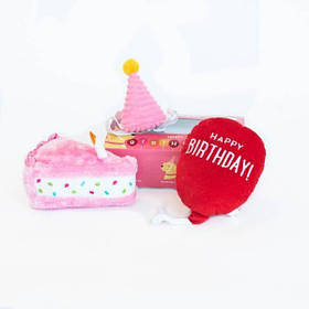 М'яка іграшка для собак подарунок на день народження ZippyPaws Pup Birthday Box Pink з пищалкою yX.