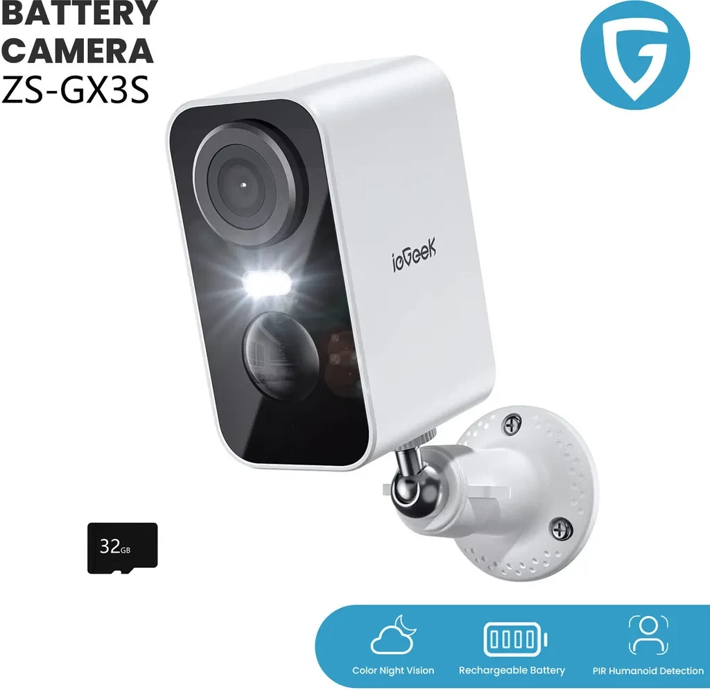 Акумуляторна камера ieGeek 2K: Wi-Fi, нічне бачення, PIR-датчик (витринный вариант, потертості на корпусі), фото 1