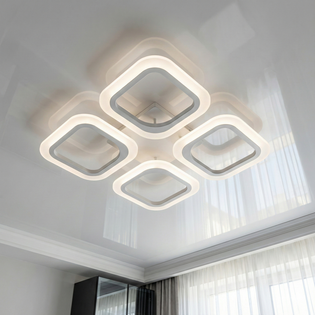 Лед люстра без підсвічування Diasha 55W до 12 м² колір Білий AS8060/4WH, фото 1