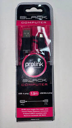 Кабель USB 2.0 до Micro USB 1.5 м Prolink (PB487-0150), фото 2