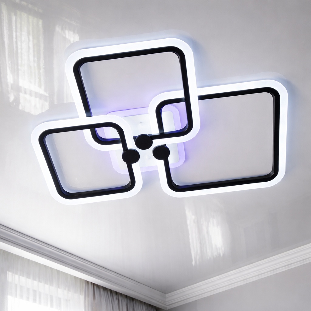 Люстра з пультом Diasha 65W до 16 м² колір Чорний A8208/3BK 3col dim, фото 1