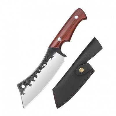 Кухонний тесак для м'яса з кованим лезом і дерев'яною ручкою.a4191-1