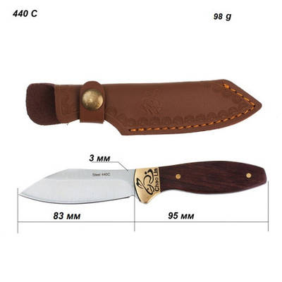 Ніж для полювання з коричневою дерев'яною ручкою. a830