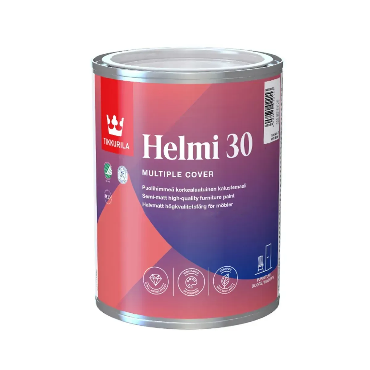 Емаль акрилатна Tikkurila Helmi 30 База А (біла) 0.9л