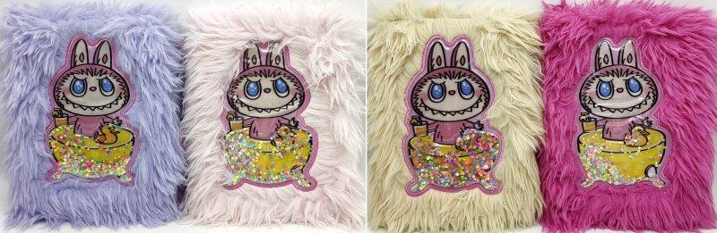 Блокнот дитячий А5/80л клітинка хутро обкладена "Сипучі блискітки - Лабубу" М-122 G-Rich, фото 1