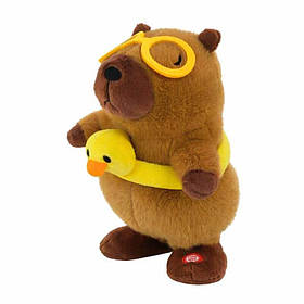 М’яка інтерактивна іграшка Капібара з качечкою 30 см — ходить, співає, повторює голос, танцює, арт. C1143