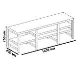 Тумба під телевізор 140см шириною з Ламінованого ДСП та металу Стелаж лофт для дому, фото 7