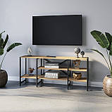 Тумба під телевізор 140см шириною з Ламінованого ДСП та металу Стелаж лофт для дому, фото 5