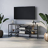 Тумба під телевізор 140см шириною з Ламінованого ДСП та металу Стелаж лофт для дому, фото 6