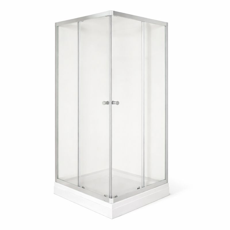Душова кабіна Vivia Magna 25 seffaf 90x90x195 см на низькому піддоні сатин прозоре скло розсувні двері