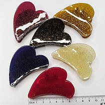 Шпилька краб для волосся "Серце" 6.5 см.