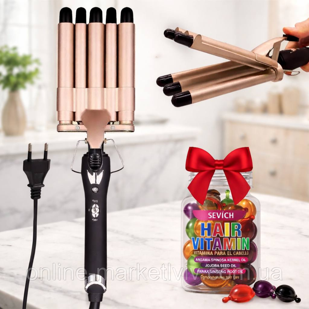 Плойка для волосся 45Вт, Geemy GM-2933 + Подарунок Капсули для волосся 30 шт Sevich / Щипці для волосся з регулюванням температури, фото 1