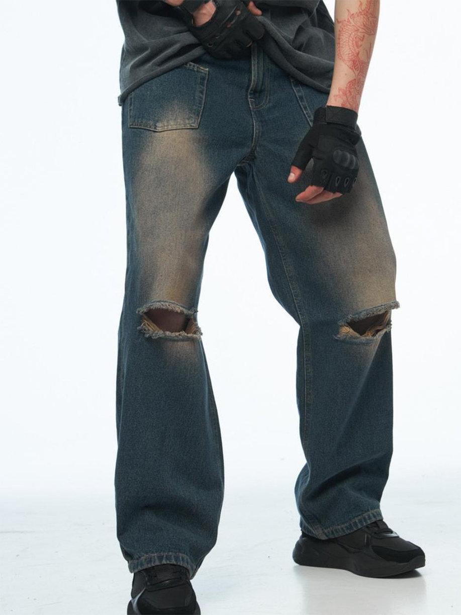 Чоловічі джинси баггі TUR WEAR з потертостями та розривами, сині, фото 1